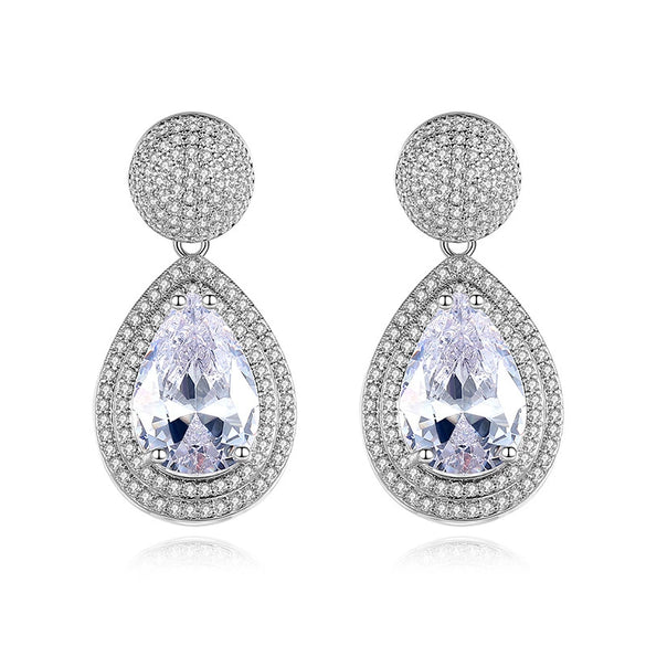 Women's Electroplated Copper Drop Earrings With Microinlaid Zircon Fashion Jewelry For Wholesale