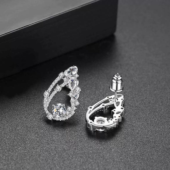 Women's Electroplated Copper Drop Earrings With Zircon Accents Elegant Fashion Jewelry