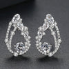Women's Electroplated Copper Drop Earrings With Zircon Accents Elegant Fashion Jewelry