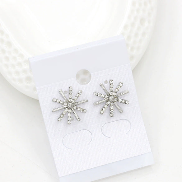 Women's Electroplated Copper Elk Antler Earrings With Snowflake Zircon And Stainless Steel Posts