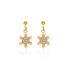 Women's Electroplated Copper Elk Antler Earrings With Snowflake Zircon And Stainless Steel Posts