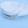 Women's Electroplated Copper Flower Branch Necklace With Clear Zircon Pendant And Cross Chain Fashion Jewelry