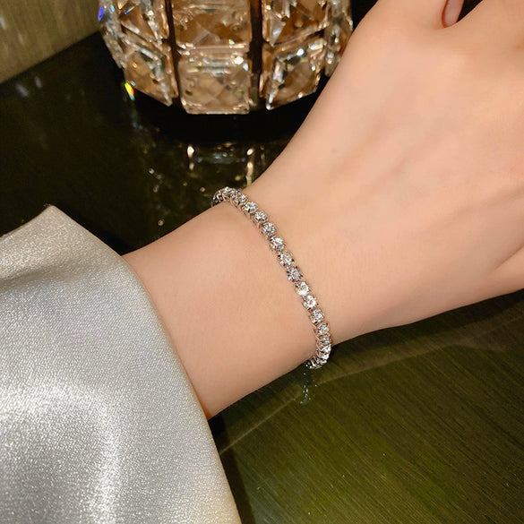 Women's Electroplated Copper Geometric Bracelet Adjustable Minimalist Fashion Bangle With Inlaid Detail