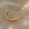 Women's Electroplated Copper Geometric Bracelet Adjustable Minimalist Fashion Bangle With Inlaid Detail