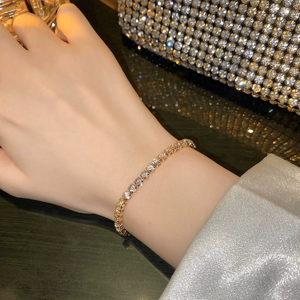 Women's Electroplated Copper Geometric Bracelet Adjustable Minimalist Fashion Bangle With Inlaid Detail