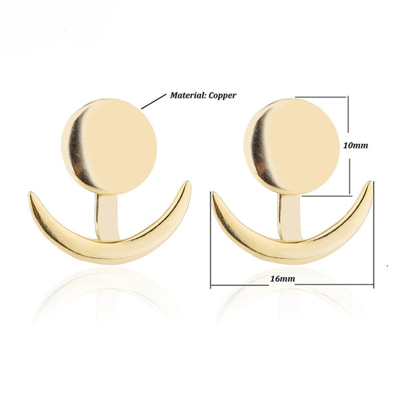 Women's Electroplated Copper Geometric Crescent Sun And Moon Drop Earrings With Minimalist Round Design For Wholesale Jewelry