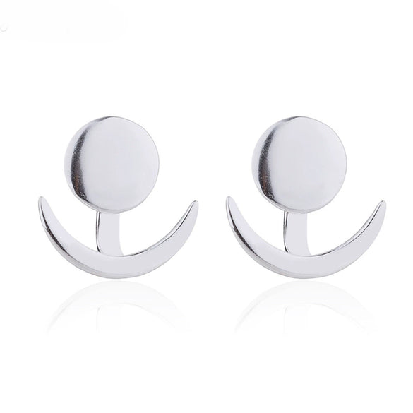 Women's Electroplated Copper Geometric Crescent Sun And Moon Drop Earrings With Minimalist Round Design For Wholesale Jewelry