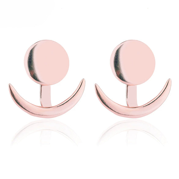 Women's Electroplated Copper Geometric Crescent Sun And Moon Drop Earrings With Minimalist Round Design For Wholesale Jewelry