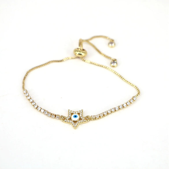 Women's Electroplated Copper Geometric Heart Bracelet Versatile Cold Style Devil's Eye Design Bracelet