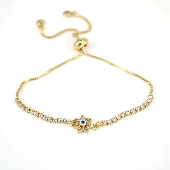 Women's Electroplated Copper Geometric Heart Bracelet Versatile Cold Style Devil's Eye Design Bracelet