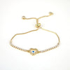 Women's Electroplated Copper Geometric Heart Bracelet Versatile Cold Style Devil's Eye Design Bracelet