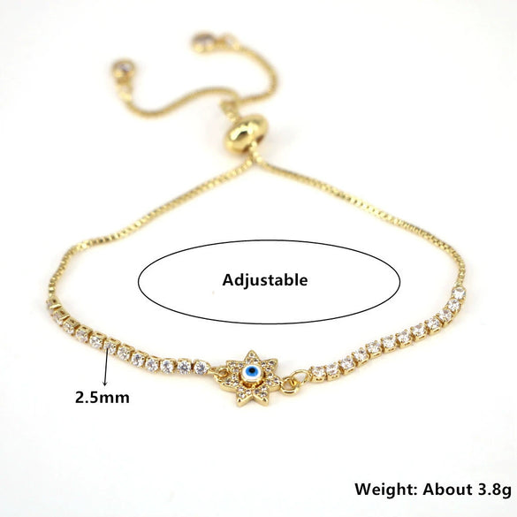 Women's Electroplated Copper Geometric Heart Bracelet Versatile Cold Style Devil's Eye Design Bracelet