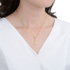 Women's Electroplated Copper Iron Tower Pendant Necklace With Cz Accent And Cross Chain Design