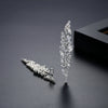Women's Electroplated Copper Leaf Tassel Earrings With Zircon Accents Long Fashion Drop Earrings Jewelry