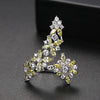 Women's Electroplated Copper Open Ring With Zircon Accents Adjustable Floral Geometric Fashion Jewelry