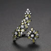 Women's Electroplated Copper Open Ring With Zircon Accents Adjustable Floral Geometric Fashion Jewelry