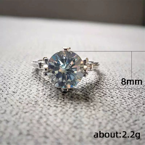 Women's Electroplated Copper Ring With White Zircon Inlay Floral Geometric Design Old Money Style Fashion Jewelry