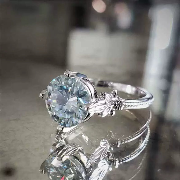 Women's Electroplated Copper Ring With White Zircon Inlay Floral Geometric Design Old Money Style Fashion Jewelry