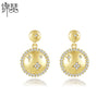 Women's Electroplated Copper Star Stud Earrings With Zircon Inlay Elegant Fashion Jewelry