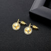 Women's Electroplated Copper Star Stud Earrings With Zircon Inlay Elegant Fashion Jewelry