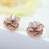 Women's Electroplated Copper Tulip Flower Earrings With Zircon Details And Steel Posts Fashion Floral Ear Jewelry
