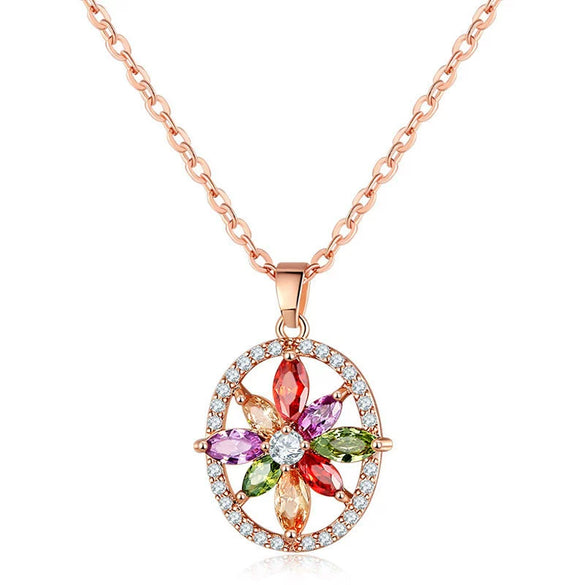 Women's Electroplated Copper Zircon Jewelry Set With Necklace And Earrings Micro Inlaid Full Diamond Style Bridal Two Piece Set