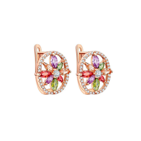 Women's Electroplated Copper Zircon Jewelry Set With Necklace And Earrings Micro Inlaid Full Diamond Style Bridal Two Piece Set