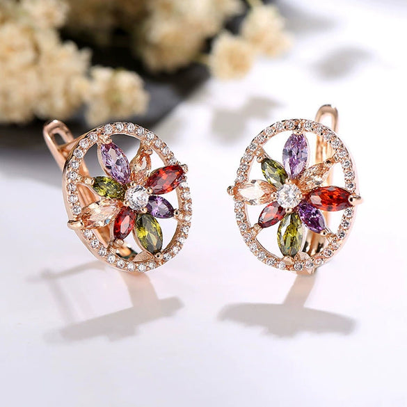 Women's Electroplated Copper Zircon Jewelry Set With Necklace And Earrings Micro Inlaid Full Diamond Style Bridal Two Piece Set