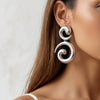 Women's Electroplated Iron Alloy Flower Drop Earrings With Stainless Steel Ear Needles Hollow Spiral Cshaped Geometric Design