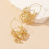Women's Electroplated Iron Alloy Spider Flower Earrings With Stainless Steel Posts Exaggerated Statement Design For Punk And Hip Hop Styles