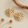 Women's Electroplated Iron Flower And Leaf Cutout Earrings With Geometric Fanshaped Design And Stainless Steel Ear Posts Retro Statement Jewelry