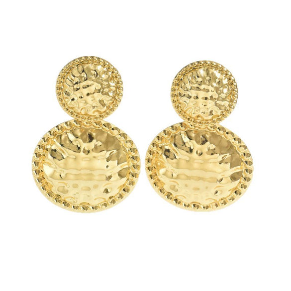 Women's Electroplated Iron Flower Earrings With Geometric Design And Oversized Statement Style Steel Ear Posts
