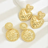 Women's Electroplated Iron Flower Earrings With Geometric Design And Oversized Statement Style Steel Ear Posts