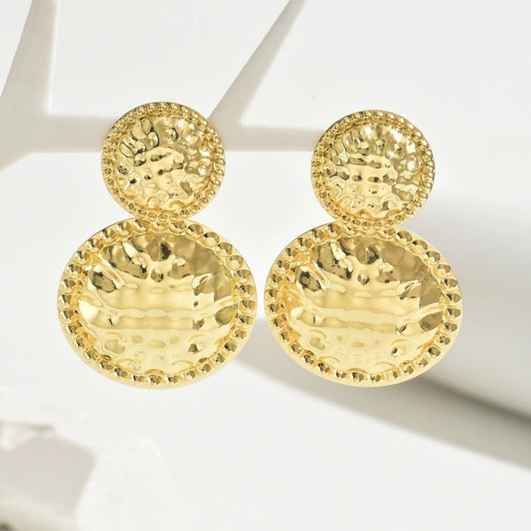 Women's Electroplated Iron Flower Earrings With Geometric Design And Oversized Statement Style Steel Ear Posts
