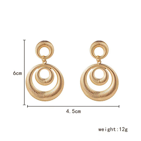 Women's Electroplated Iron Geometric Cutout Circle Hoop Earrings Statement Fashion Jewelry