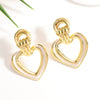 Women’s Electroplated Iron Geometric Double Heart Drop Earrings With Hollow Design And Stainless Steel Ear Posts