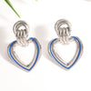 Women’s Electroplated Iron Geometric Double Heart Drop Earrings With Hollow Design And Stainless Steel Ear Posts