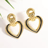 Women’s Electroplated Iron Geometric Double Heart Drop Earrings With Hollow Design And Stainless Steel Ear Posts