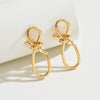 Women's Electroplated Iron Twisted Long Drop Earrings With Geometric Butterfly Knot Design And Stainless Steel Ear Posts
