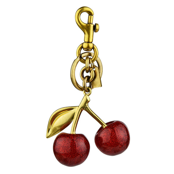 Women's Electroplated Metal Cherry Keychain Bag Pendant With Plants And Flowers Pattern