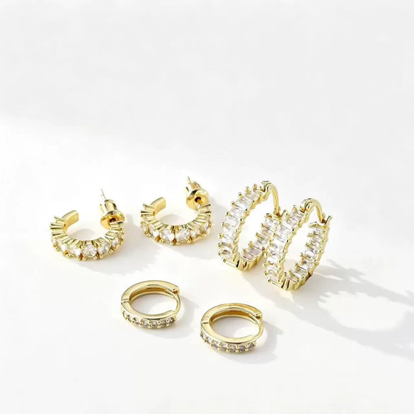 Women's Electroplated Metal Cshaped Geometric Earrings Set With Simple Highend Fashion Style