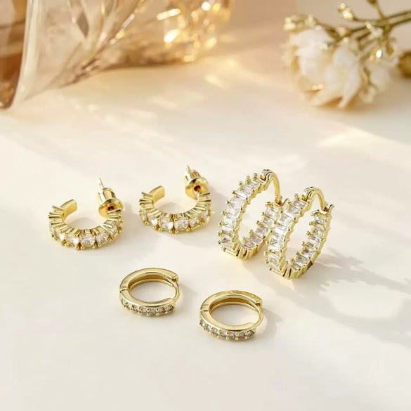 Women's Electroplated Metal Cshaped Geometric Earrings Set With Simple Highend Fashion Style