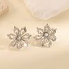 Women's Electroplated Metal Flower Earrings With Chrysanthemum Petal Design Exaggerated Retro Statement Style And Stainless Steel Ear Posts