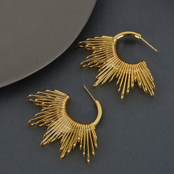 Women's Electroplated Metal Geometric Rhombus Stud Earrings With Copper Posts Elegant Fashion Jewelry Wholesale