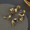 Women's Electroplated Metal Geometric Rhombus Stud Earrings With Copper Posts Elegant Fashion Jewelry Wholesale