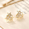 Women's Electroplated Metal Irregular Hollow Star Earrings With Sparkling Zircon Personality Style Jewelry
