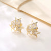 Women's Electroplated Metal Irregular Hollow Star Earrings With Sparkling Zircon Personality Style Jewelry