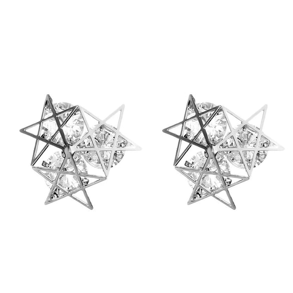 Women's Electroplated Metal Irregular Hollow Star Earrings With Sparkling Zircon Personality Style Jewelry