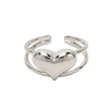 Women's Electroplated Metal Open Heart Ring Simple Retro Geometric Adjustable Finger Ring Ins Style Jewelry