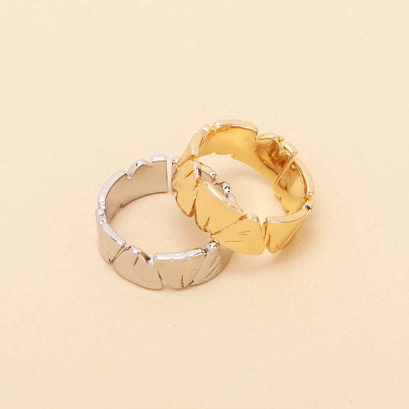 Women's Electroplated Metal Open Heart Ring Simple Retro Geometric Adjustable Finger Ring Ins Style Jewelry